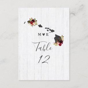 Hawaii State Destination Wedding Table Numbers