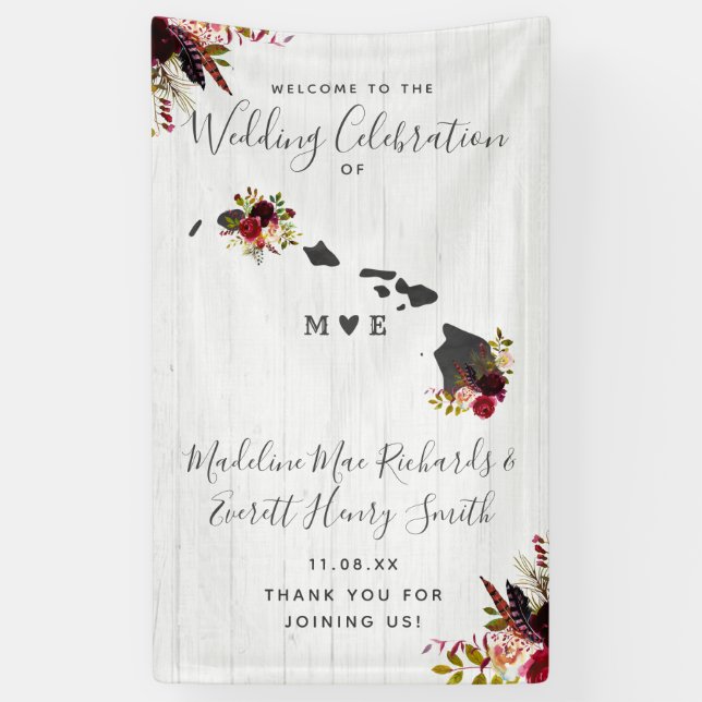 Hawaii State Destination Wedding Welcome Banner (Vertical)