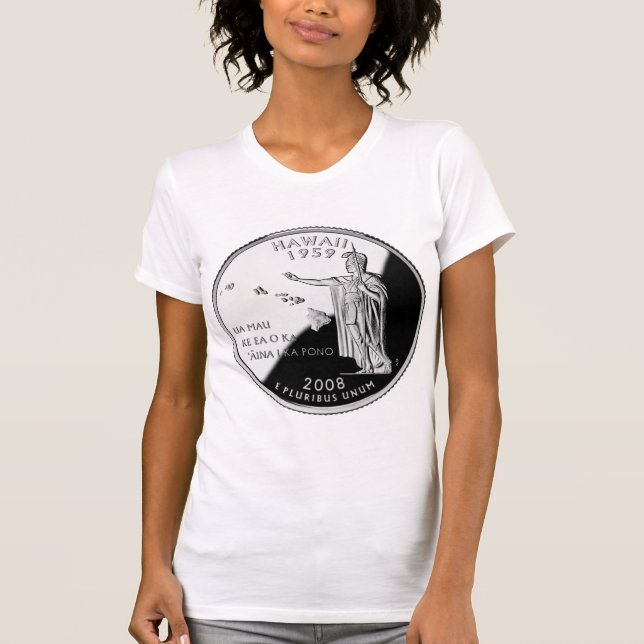 Hawaii State Faux Quarter T-Shirt (Front)