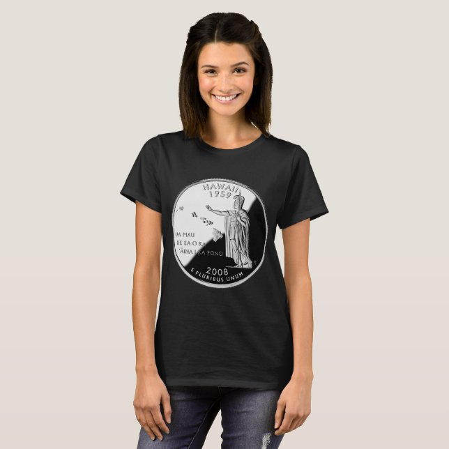 Hawaii State Faux Quarter T-Shirt (Front Full)