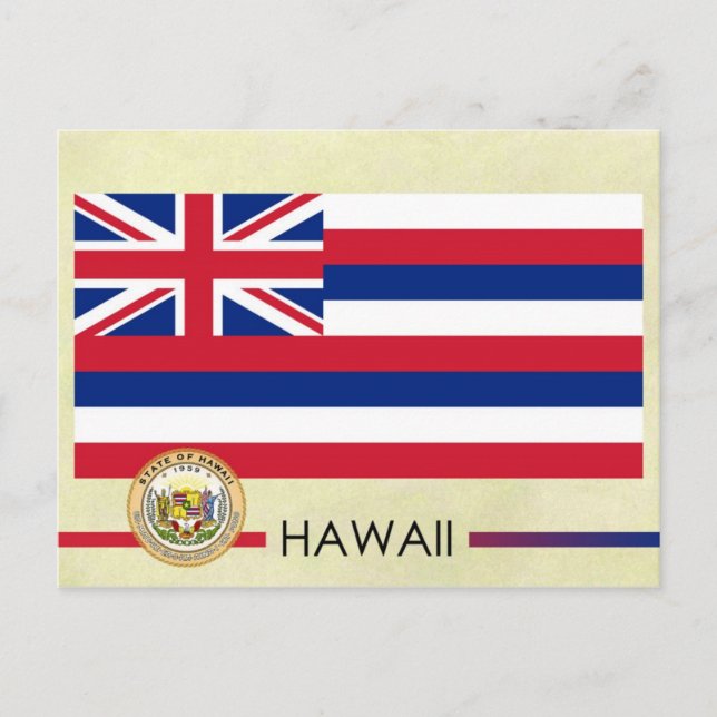 Hawaii State Flag and Seal Postcard (Front)