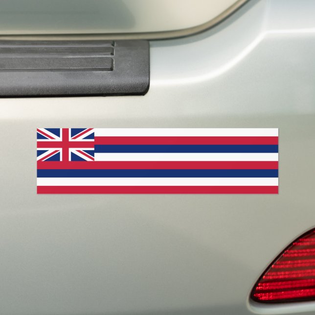 Hawaii State Flag Bumper Sticker (On Car)