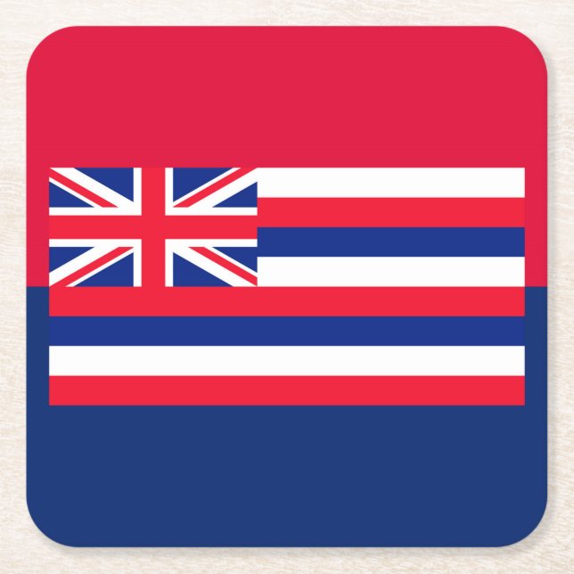 Hawaii State Flag Design Square Paper Coaster (Front)
