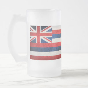 Hawaii state flag frosted glass beer mug