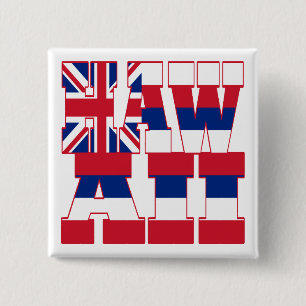 Hawaii state flag text 15 cm square badge