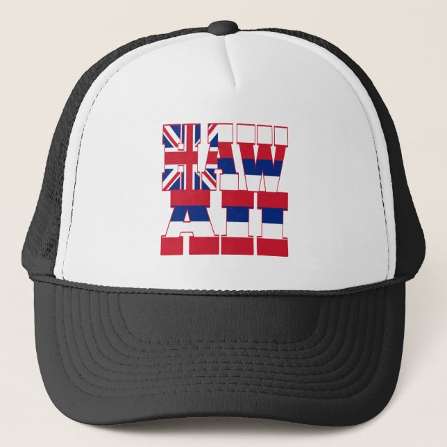 Hawaii state flag text trucker hat (Front)