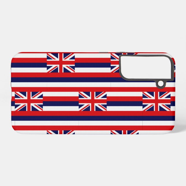 Hawaii State Flag Tile Pattern Red White and Blue Samsung Galaxy S22+ Case (Back Horizontal)