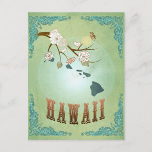Hawaii State Map – Green Postcard