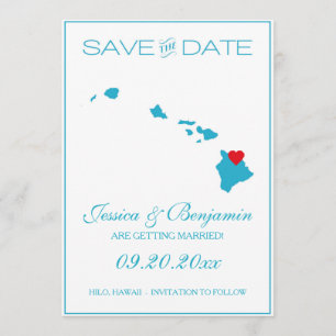 Hawaii State Map Save the Date Cards