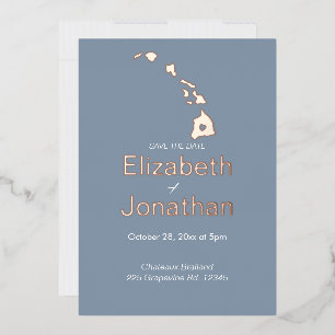 Hawaii State Map Script Save The Date Rose Gold 