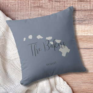 Hawaii State Outline Family Name Throw Pillow