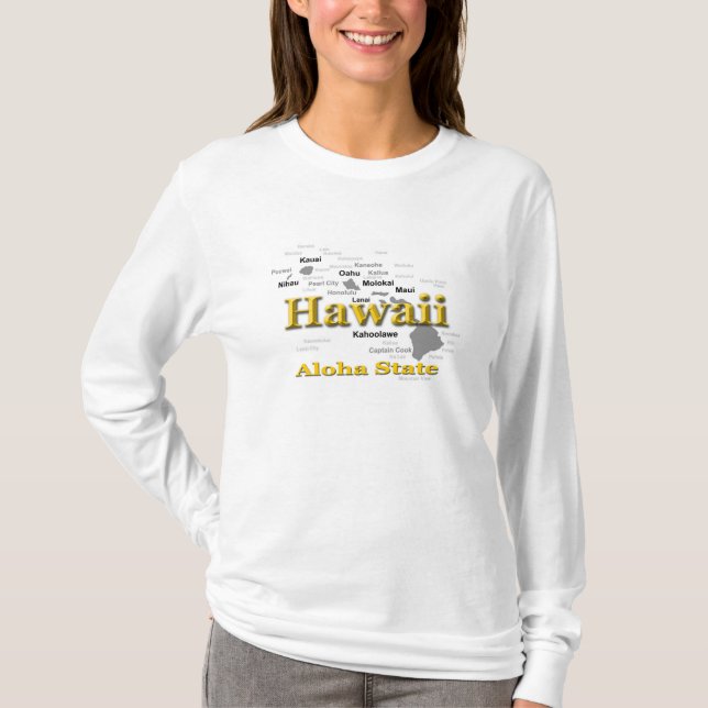 Hawaii State Pride Map Silhouette T-Shirt (Front)
