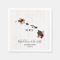 Hawaii State Rustic Wood Wedding Monogram