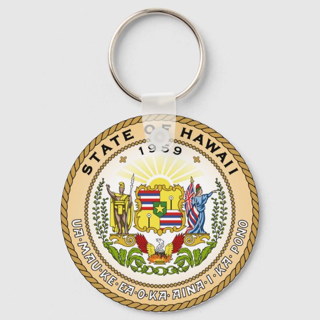 Hawaii state seal america republic symbol flag key ring (Front)