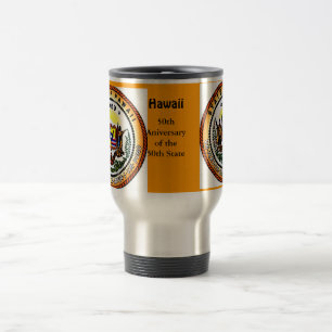Hawaii state seal travel mug