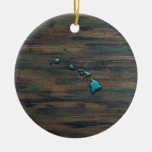 Hawaii State Shape Teal Ceramic Tree Decoration