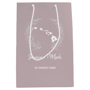 Hawaii State Silhouette Wedding Anniversary  Medium Gift Bag