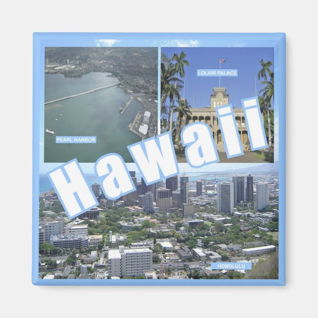 Hawaii State Travel Photo Souvenir Fridge Magnets (Front)
