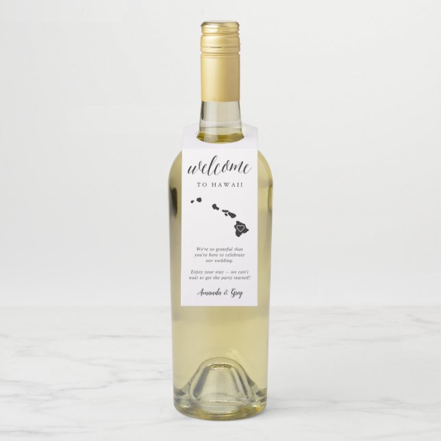Hawaii State Wedding Welcome Bottle Tag (On Bottle)