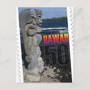 Hawaii statehood 50th anniversary postcard island