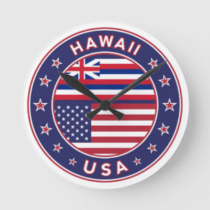 Hawaii sticker, Hawaii, USA Round Clock