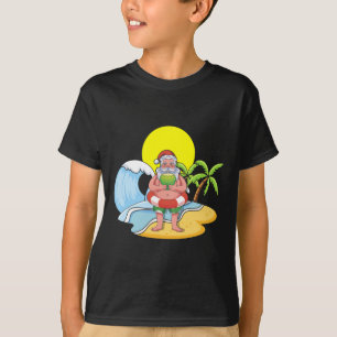 Hawaii Summer Beach Tropical Santa Claus Christmas T-Shirt