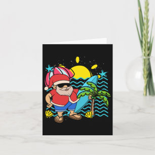 Hawaii Summer Surfer Santa Claus Tropical Christma Card