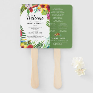 Hawaii Summer Tropical Beach Wedding Program Hand Fan