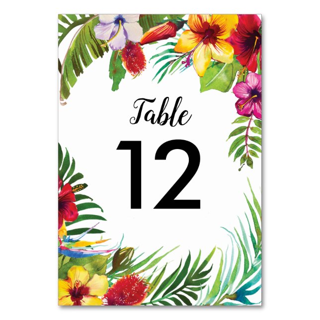 Hawaii Summer Tropical Beach Wedding Table Number (Front)