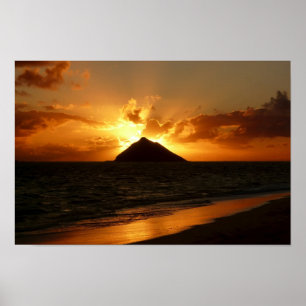 Hawaii sunrise at the beach poster