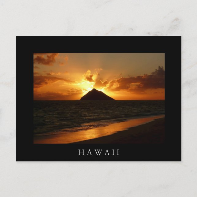 Hawaii sunrise black text postcard (Front)