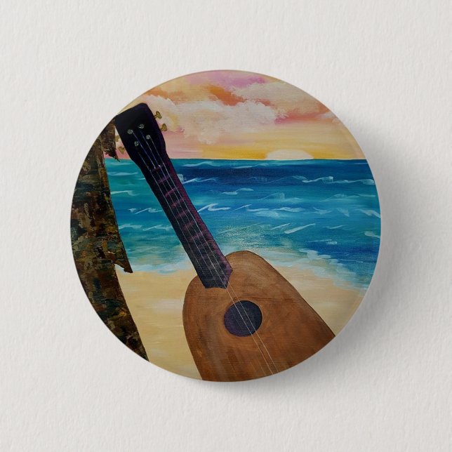hawaii sunset 6 cm round badge (Front)