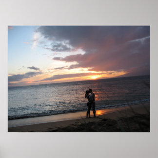 Hawaii Sunset and Two Honeymooners Poster