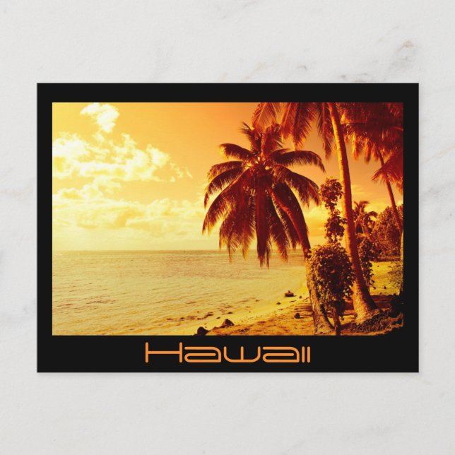 Hawaii sunset black text postcard (Front)