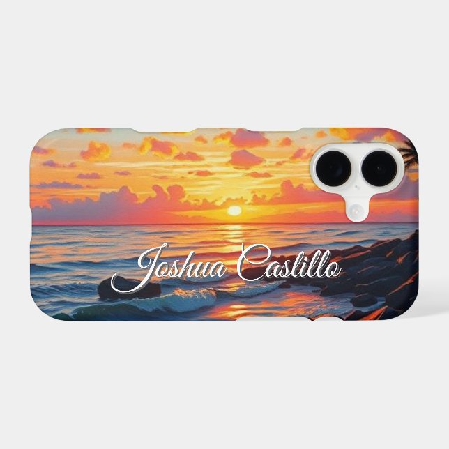 Hawaii Sunset Calligraphy Simple Professional Name (Back (Horizontal))