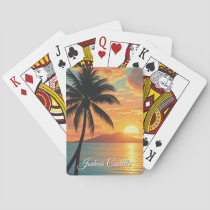 Hawaii Sunset Calligraphy Simple Professional Name Playing Cards