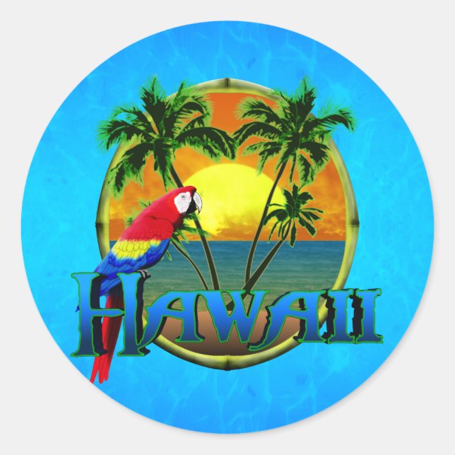 Hawaii Sunset Classic Round Sticker (Front)