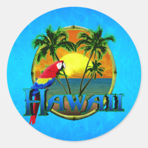 Hawaii Sunset Classic Round Sticker