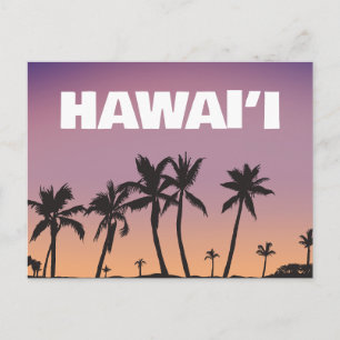 Hawaii Sunset Palm Tree Gradient Sky Postcard