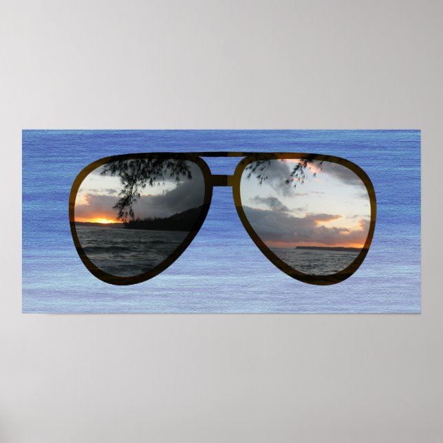Hawaii Sunset Sunglasses Poster (Front)