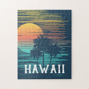 Hawaii Sunset Sunrise Graphic Topical Rainforest Jigsaw Puzzle