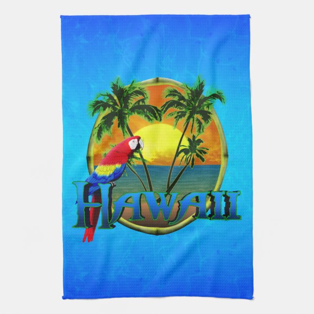 Hawaii Sunset Tea Towel (Vertical)