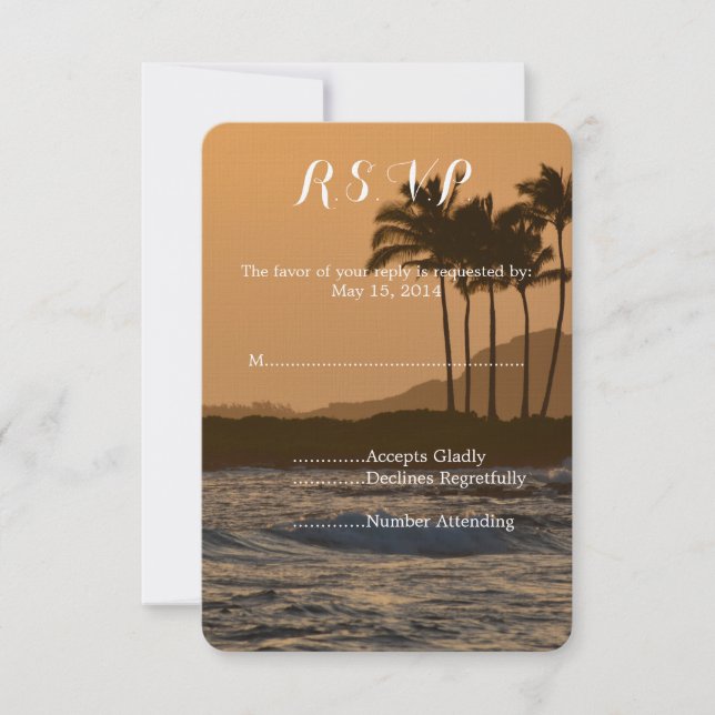 Hawaii Sunset Wedding RSVP (Front)