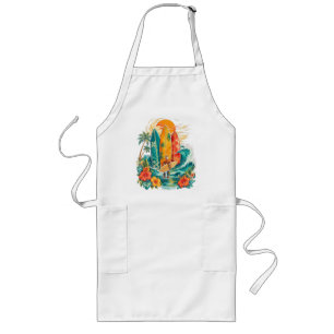 Hawaii Surfboard Wave Beach Surfer Vintage Long Apron