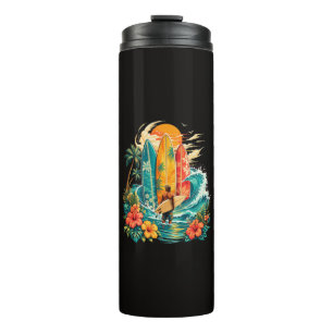 Hawaii Surfboard Wave Beach Surfer Vintage Thermal Tumbler