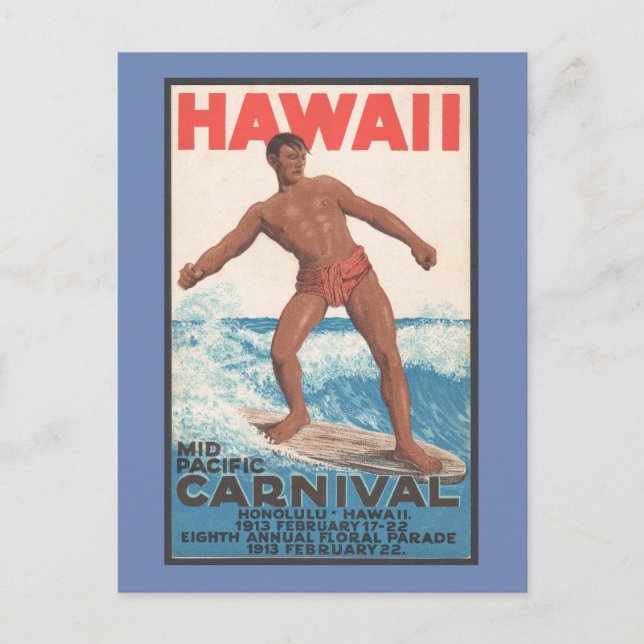 Hawaii Surfer Postcard (Front)