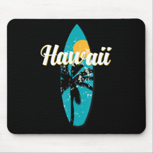 Hawaii Surfing Aloha Vintage Retro Surfboard Beach Mouse Mat
