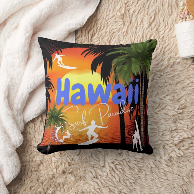 Hawaii Surfing Beach Babe Cushion (Blanket)