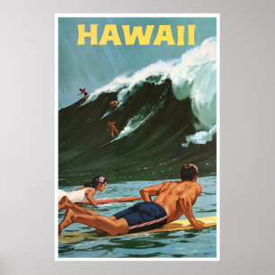 Hawaii Surfing Painting Hawaiian Art Print Travel