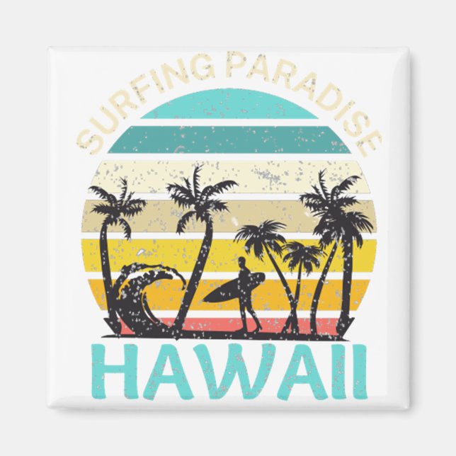 Hawaii surfing paradise magnet (Front)